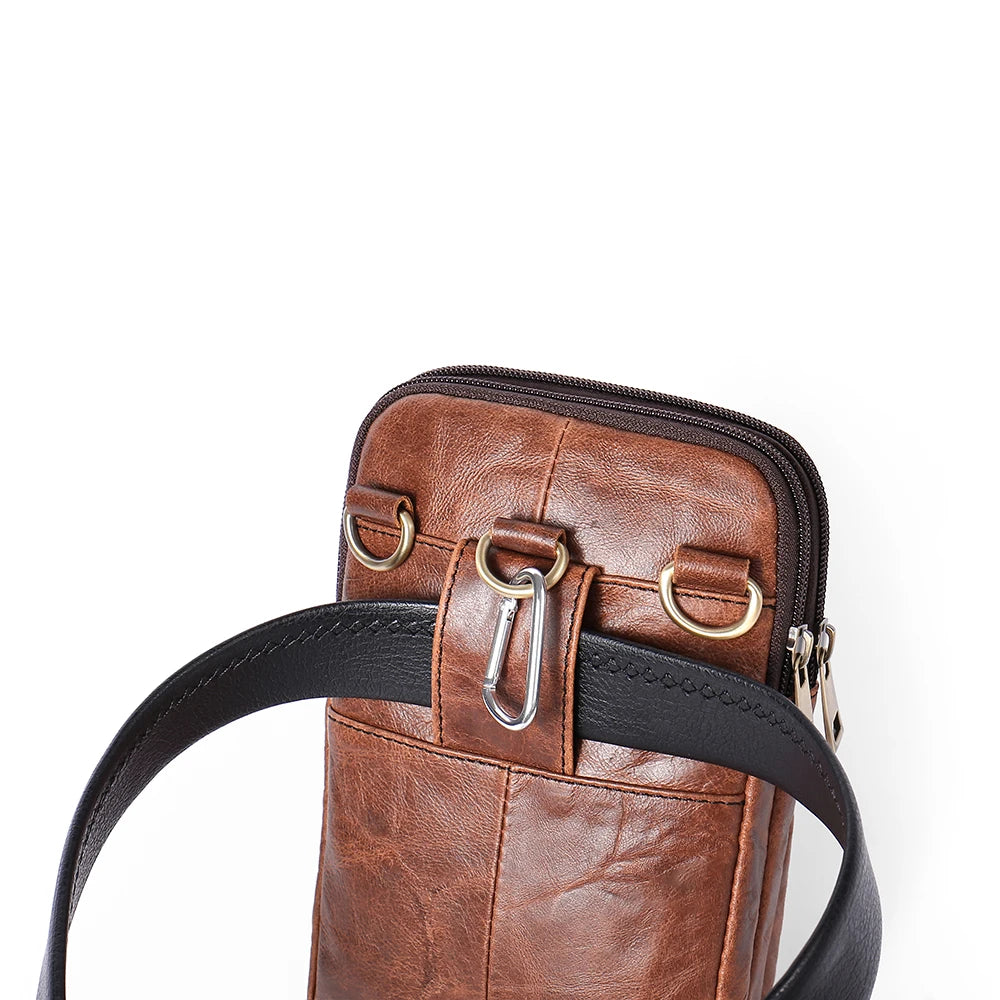 WESTAL Cowhide Retro Wear Belt Small Hanging Bag Multi-Functional Leather Shoulder Cross Bag Men's Mobile Phone Small Bag - Mammalook