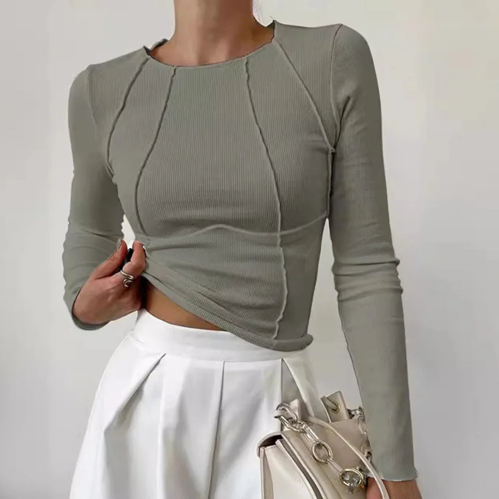 Slim Fit Top - Long Sleeved Round Neck