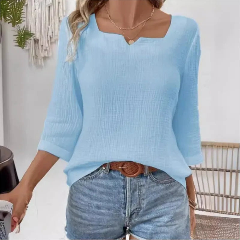 Long Sleeve Blouses V-Neck