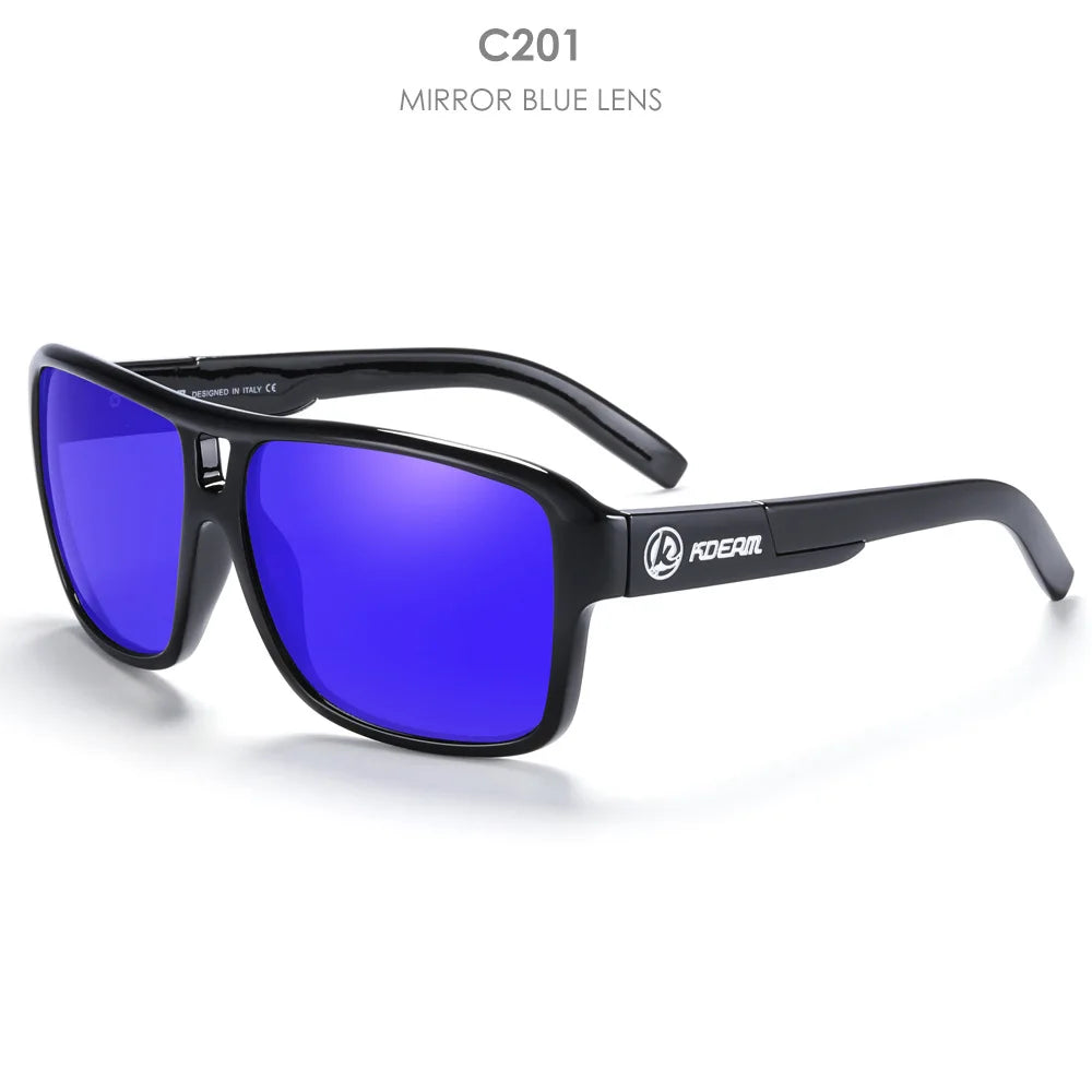 KDEAM 2024 Men's Polarized Sunglasses JAM Style Large Square Frame Glasses Colorful Running Mountaineering Fishing Women Goggles - Mammalook