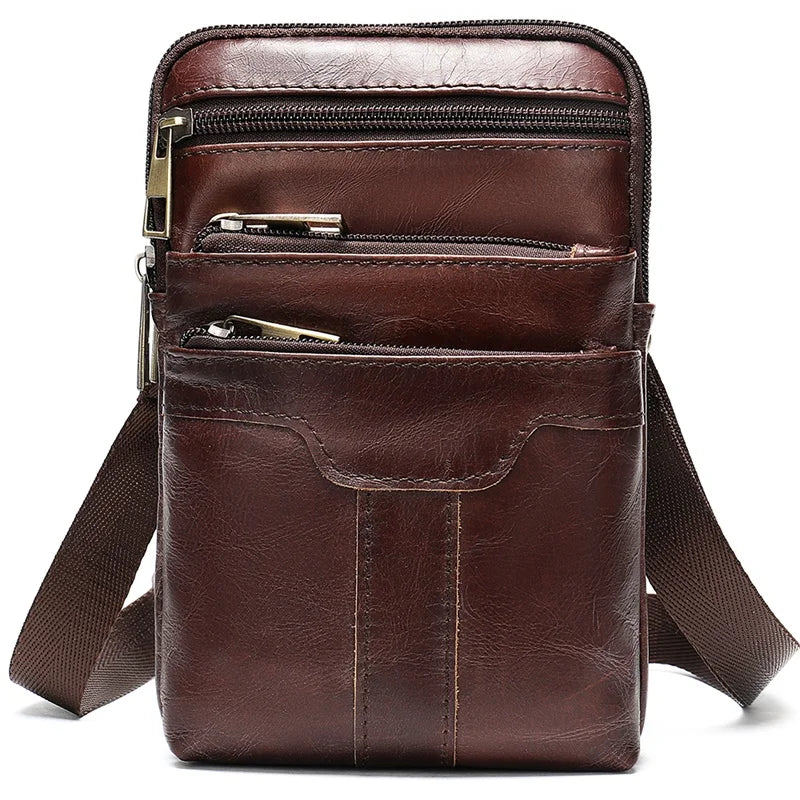 WESTAL Cowhide Retro Wear Belt Small Hanging Bag Multi-Functional Leather Shoulder Cross Bag Men's Mobile Phone Small Bag - Mammalook