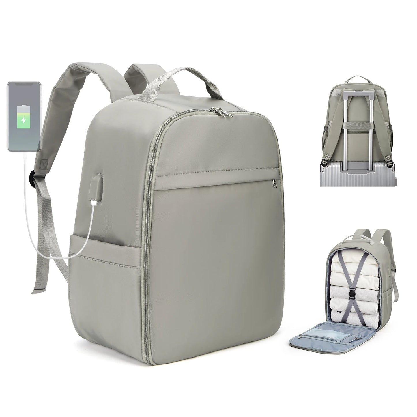 Cabin bag 45*36*20, lightweight large-capacity travel computer backpack, women's backpack, boarding backpack, gray green - Mammalook