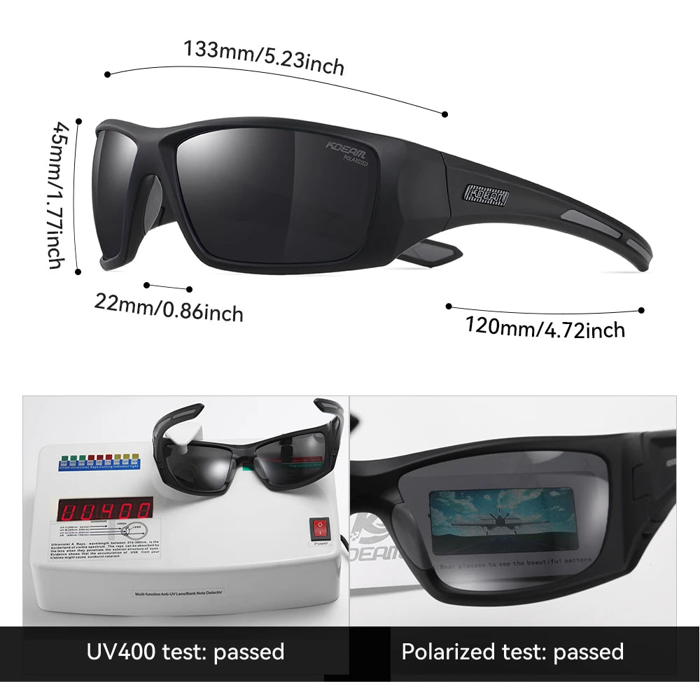 KDEAM Men's Cycling Sunglasses Polarized Great Elasticity Of TR90 Material Riding Sunglasses 1.2mm Thickness Polarizing Lenses - Mammalook