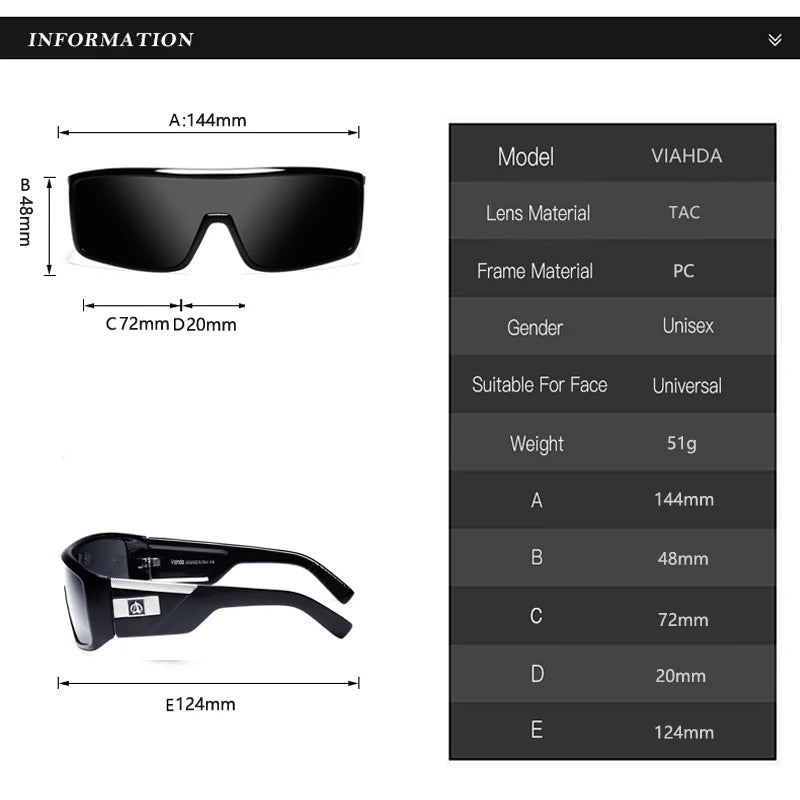 VIAHDA Cycling Sunglasses Men Large Frame Women Driving Glasses Camping Hiking Fishing Classic UV400 - Mammalook