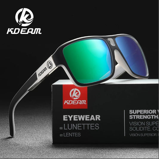KDEAM 2024 Men's Polarized Sunglasses JAM Style Large Square Frame Glasses Colorful Running Mountaineering Fishing Women Goggles - Mammalook