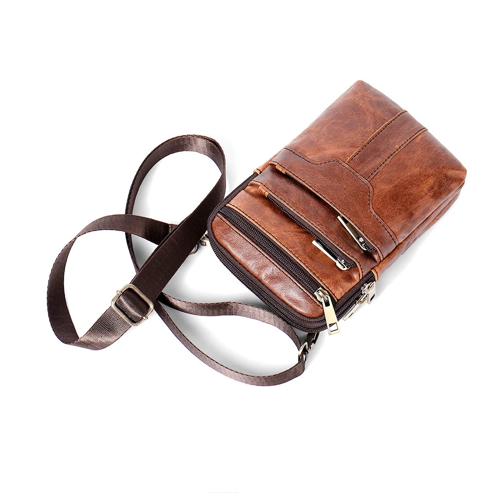 WESTAL Cowhide Retro Wear Belt Small Hanging Bag Multi-Functional Leather Shoulder Cross Bag Men's Mobile Phone Small Bag - Mammalook