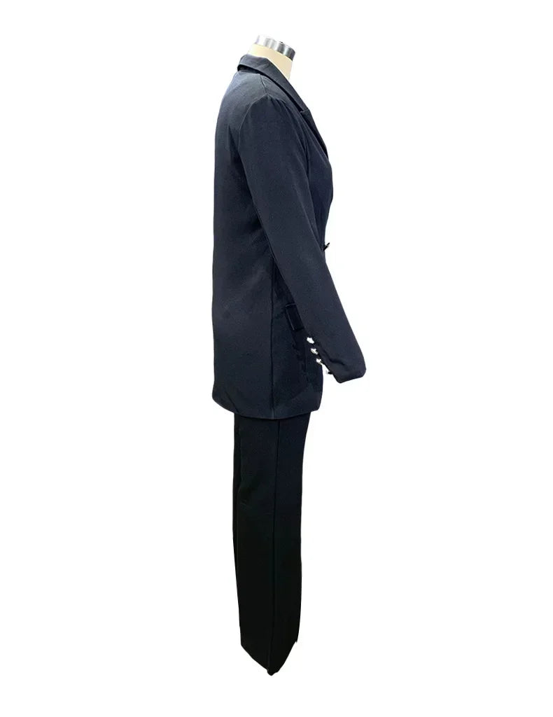 2 Piece Outfits - Blazer Jackets High Waisted Straight Leg Pants