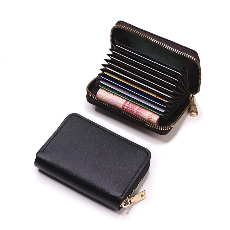 Business Card Holder Wallet Women/men Gray Bank/ID/Credit Card Holder 20 Bits Card Wallet PU Leather Protects Case Coin Purse - Mammalook