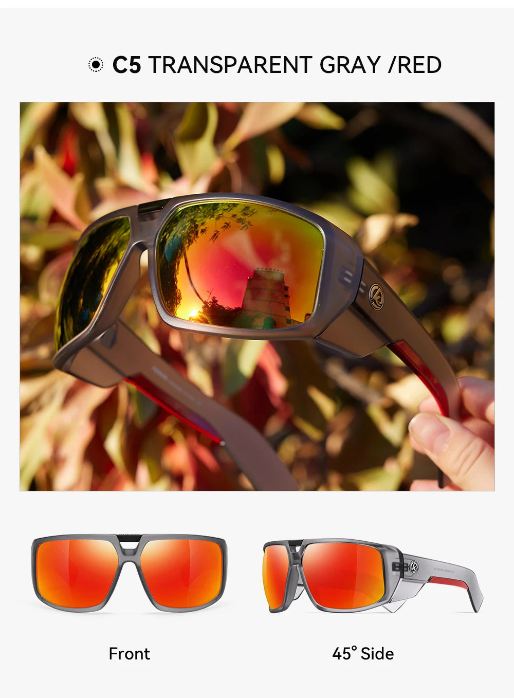 KDEAM Polarized Sports Sunglasses – UV400 Mirrored Lens for Men & Women
