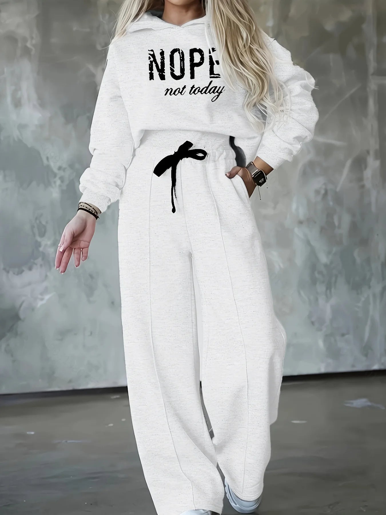 2-Piece Sports Set: Hoodie & High-Waist Wide-Leg Pants
