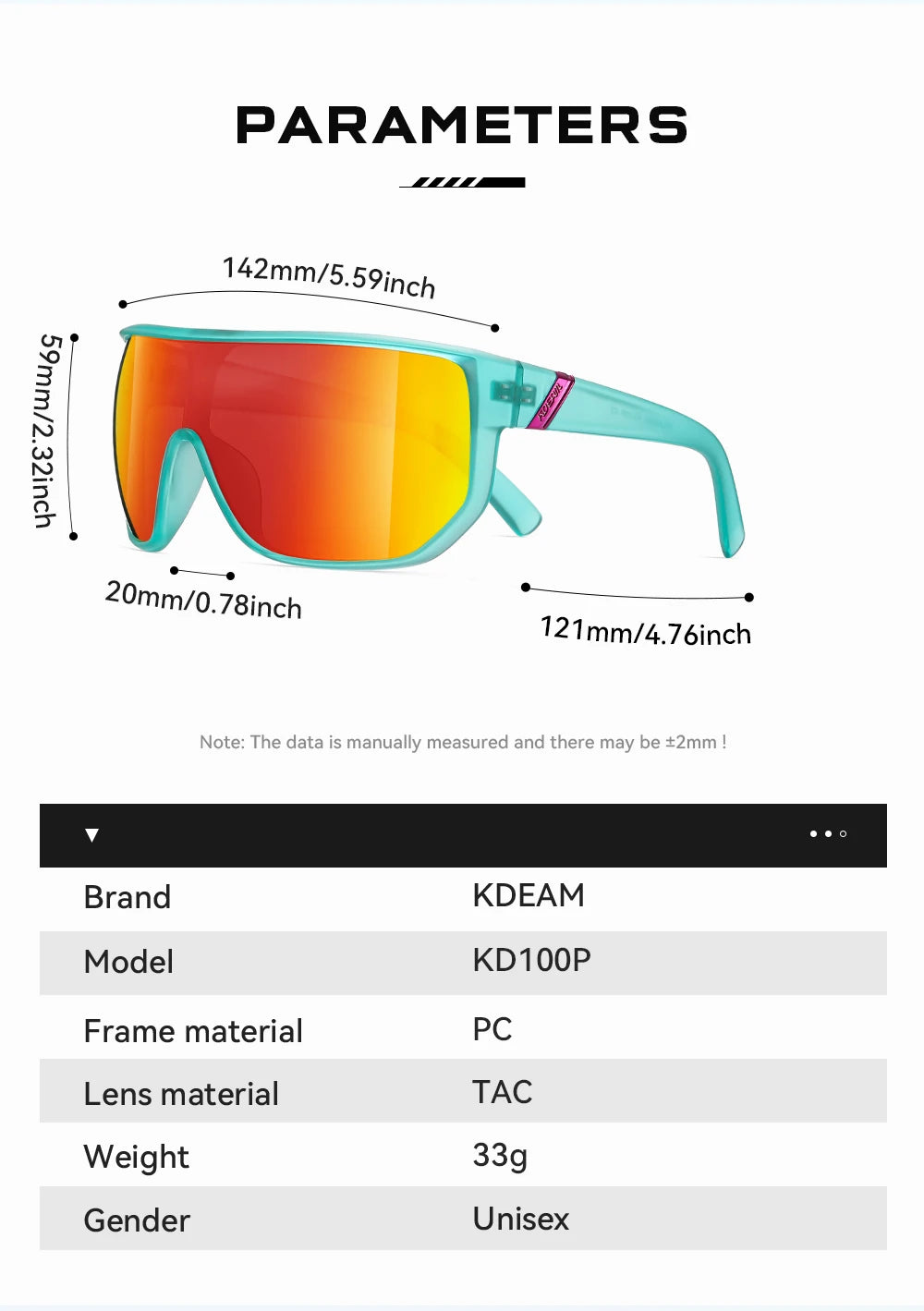 KDEAM New Men's Cycling Sunglasses Sports Polarized Wide-Angle Goggles Party Glasses - Mammalook