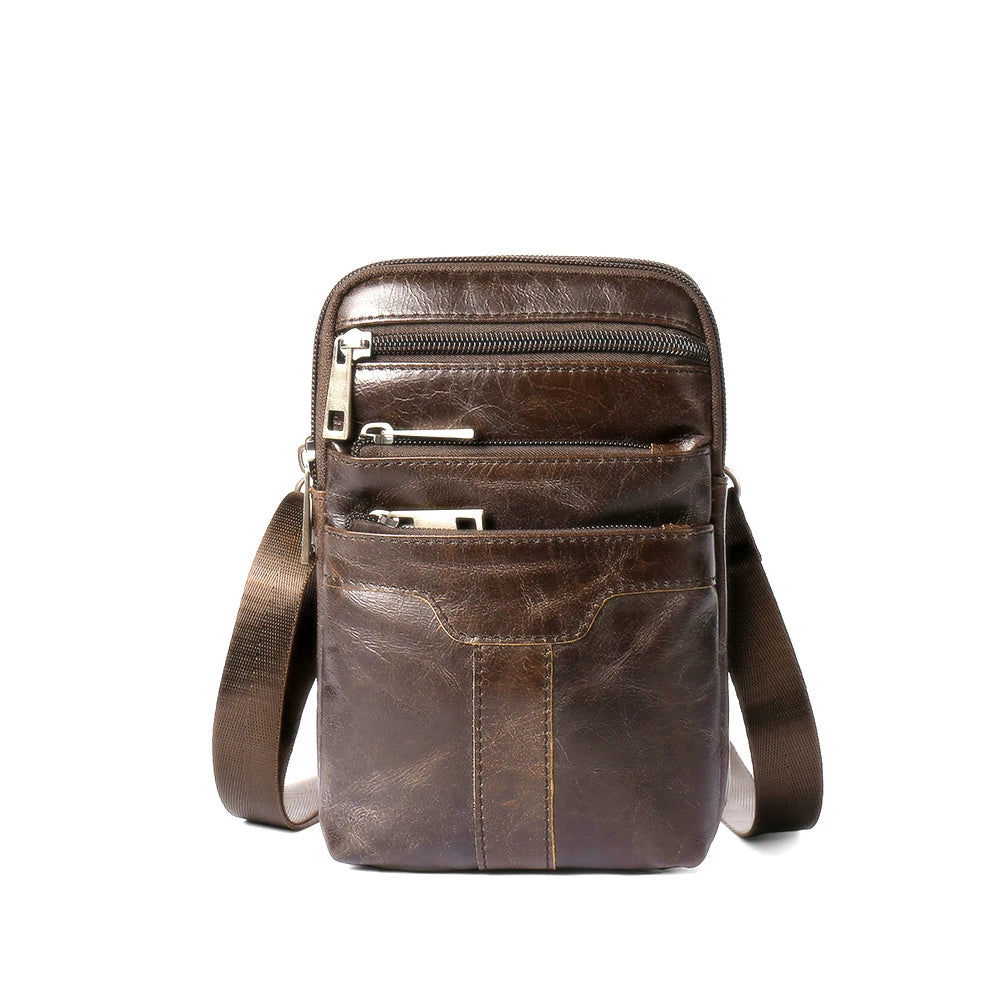 WESTAL Cowhide Retro Wear Belt Small Hanging Bag Multi-Functional Leather Shoulder Cross Bag Men's Mobile Phone Small Bag - Mammalook
