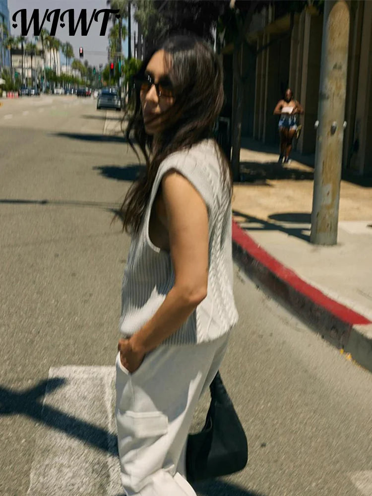 Knit Turtleneck Sleeveless Sweater