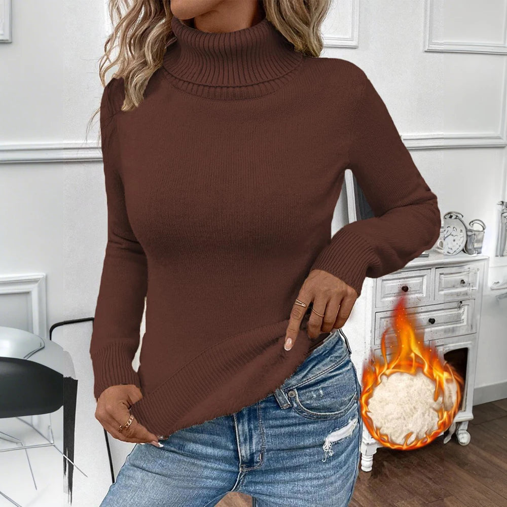 Thermal Knit Turtleneck Long Sleeve T-Shirt