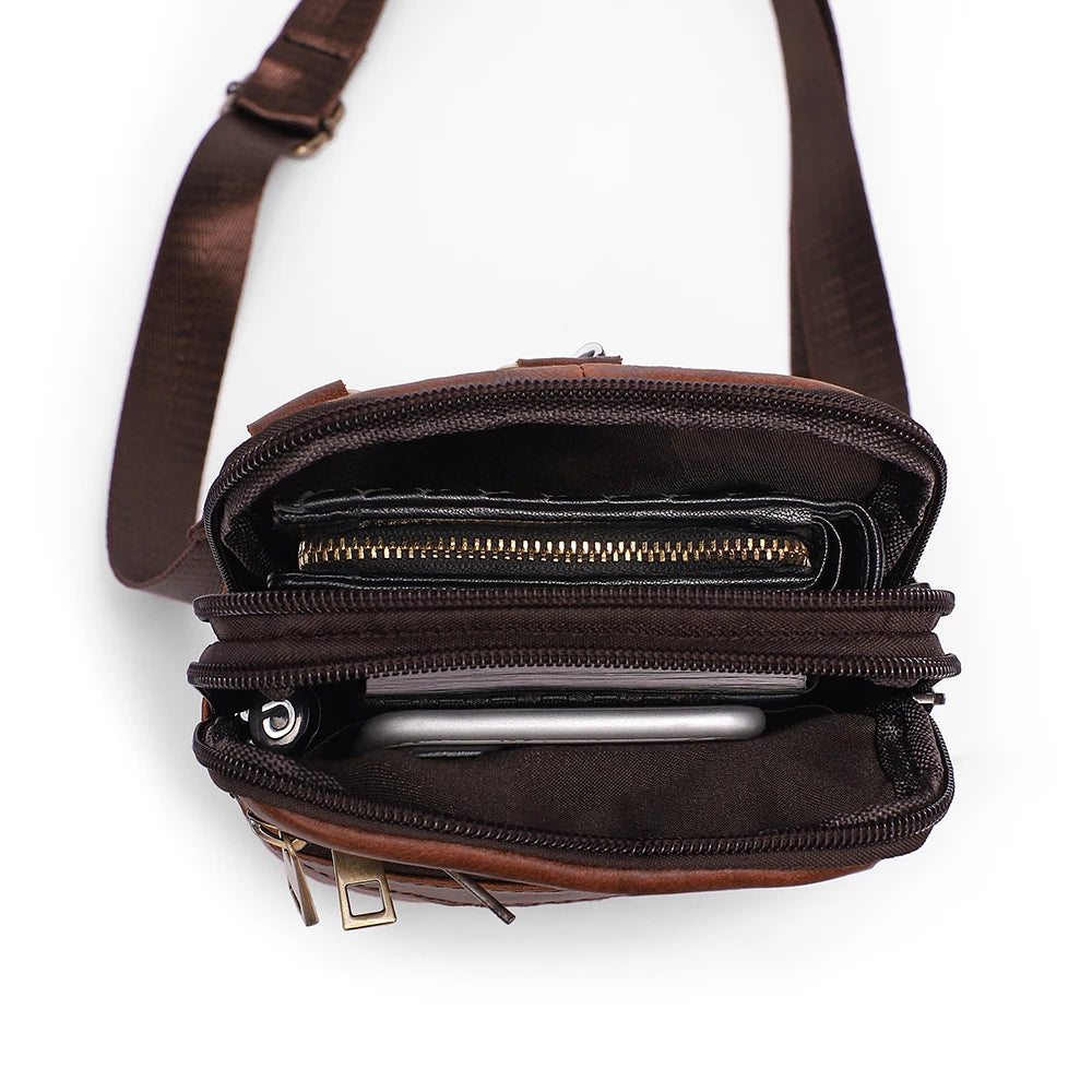 WESTAL Cowhide Retro Wear Belt Small Hanging Bag Multi-Functional Leather Shoulder Cross Bag Men's Mobile Phone Small Bag - Mammalook
