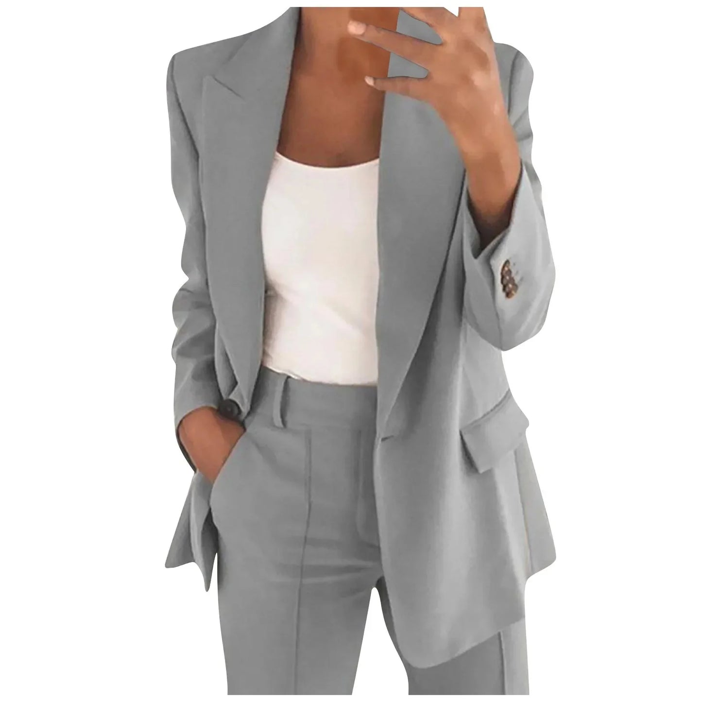 Women's Blazer - Elegant Slim Fit Lapel-Free Smooth Silhouette