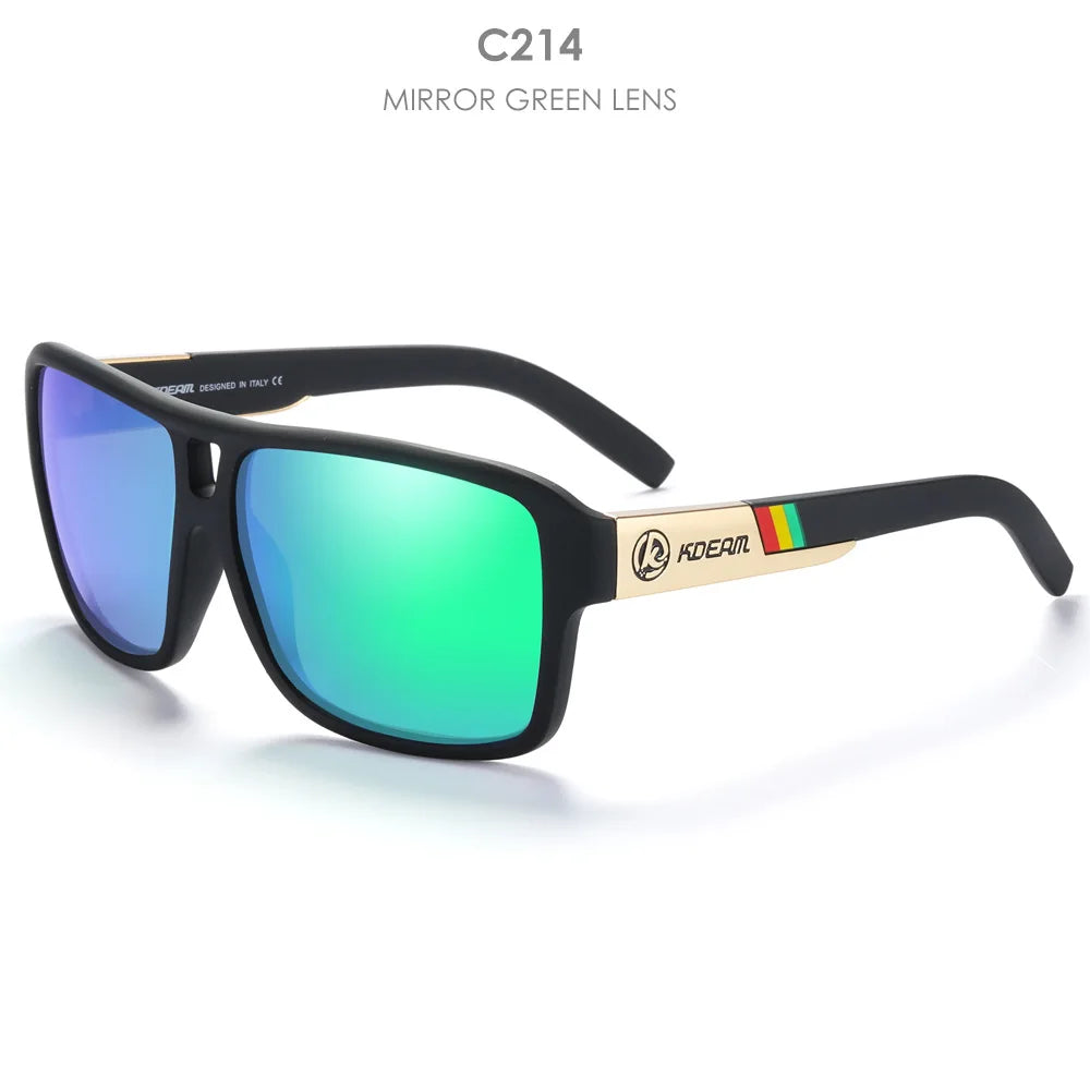 KDEAM 2024 Men's Polarized Sunglasses JAM Style Large Square Frame Glasses Colorful Running Mountaineering Fishing Women Goggles - Mammalook