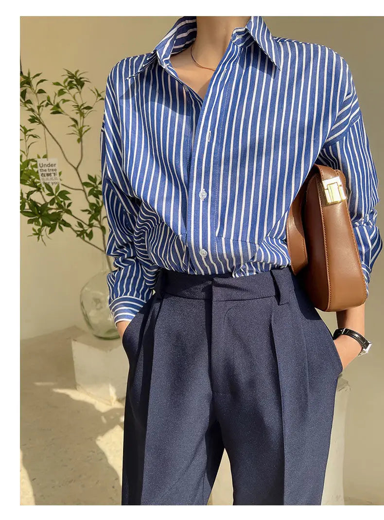 Striped Shirt - Chiffon Blouse for Women