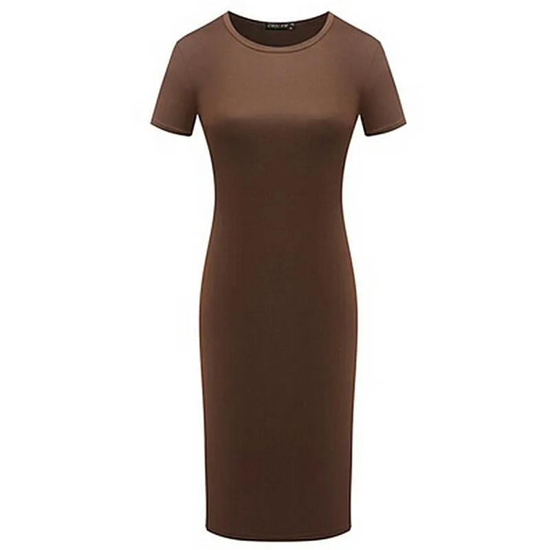 Summer Dresses Women Knee-Length Skinny Office Dress Short Sleeve Bandage Bodycon Beach Dress Vestidos Robes 3 Colors S-XL - Mammalook