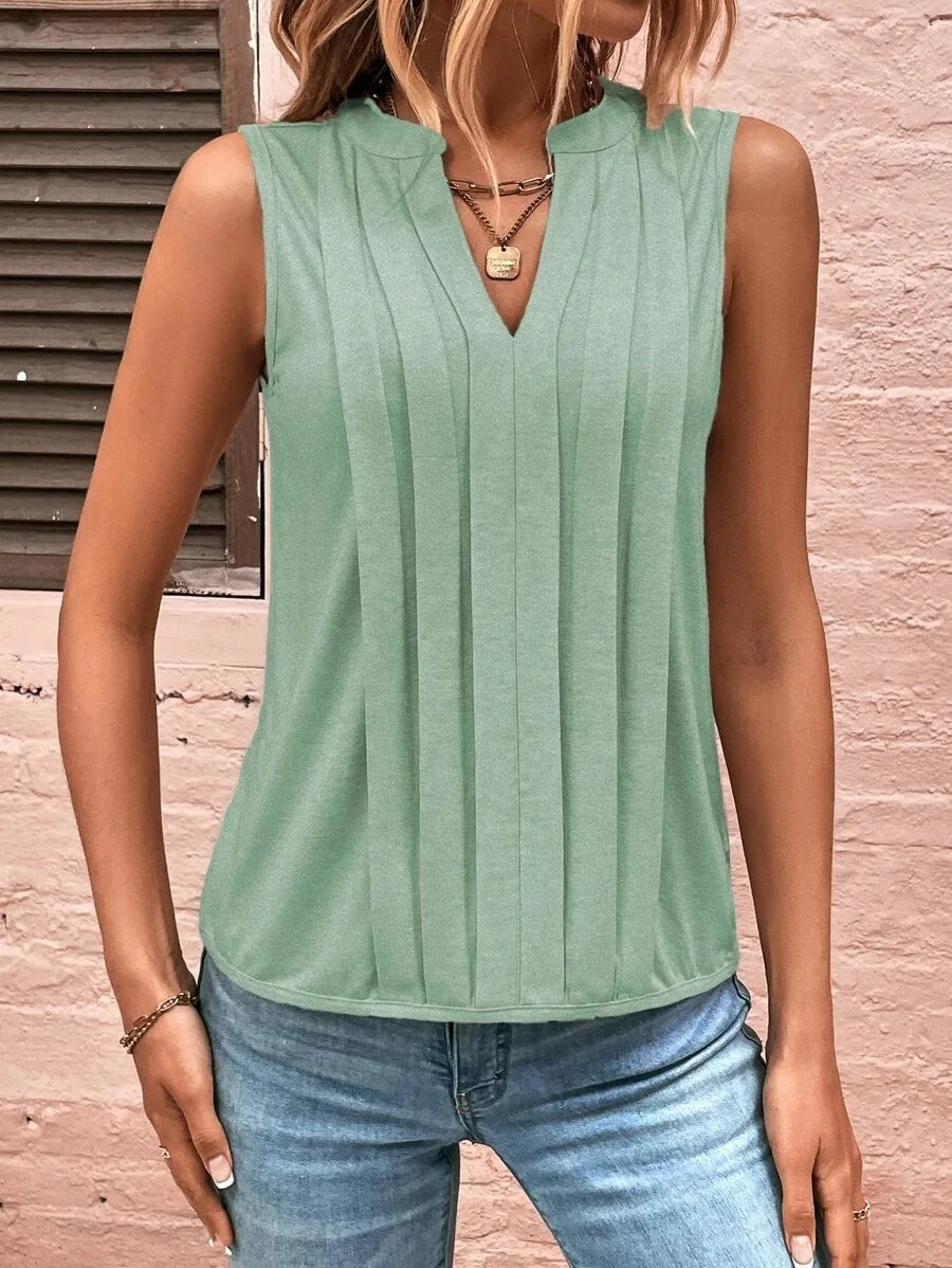 V-Neck Tank Top – Vintage Sleeveless Summer Blouse