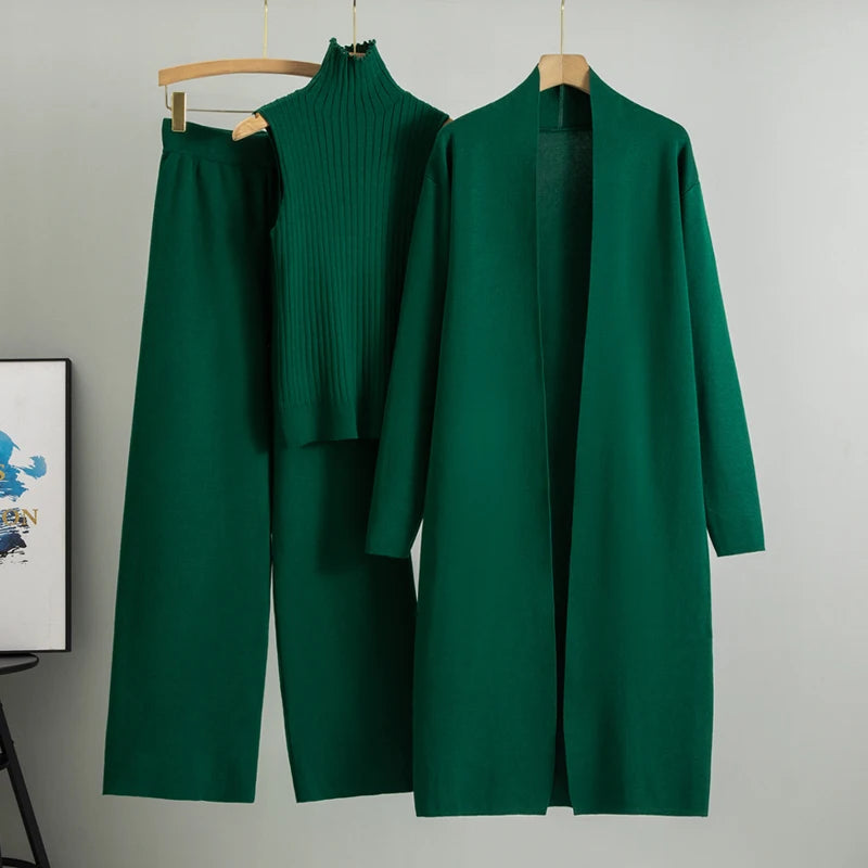 3 Piece Set- Cardigan Tracksuits , Knitted Pant