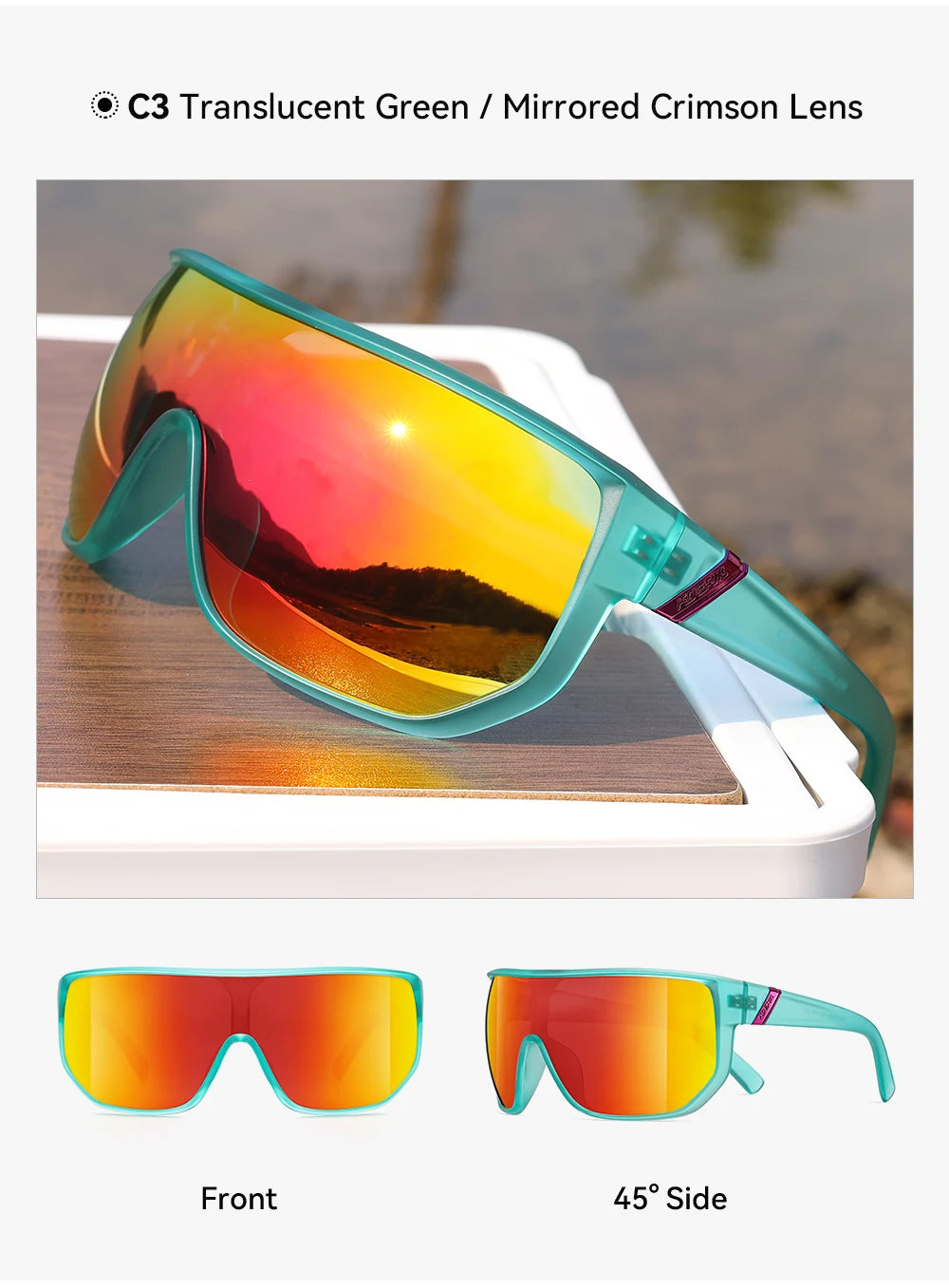 KDEAM New Men's Cycling Sunglasses Sports Polarized Wide-Angle Goggles Party Glasses - Mammalook