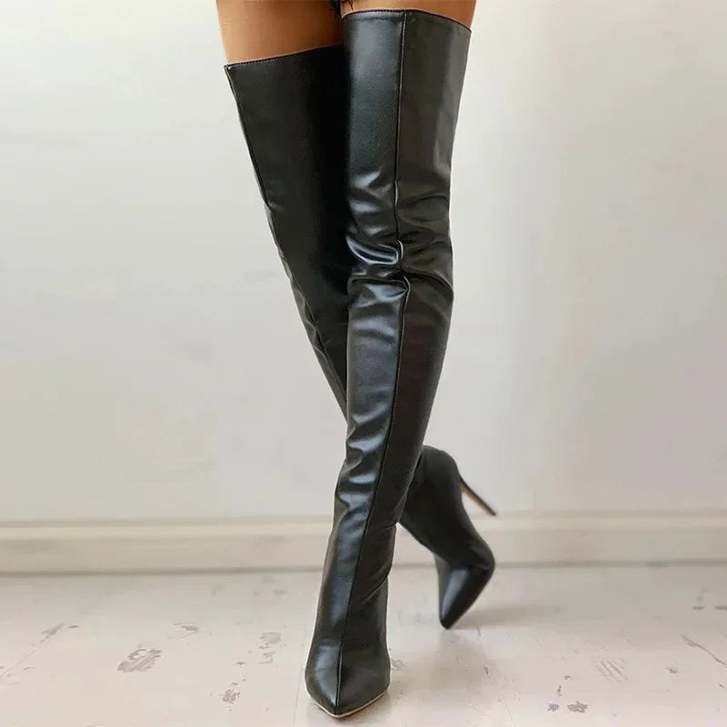 Women's Boots High Heel 11cm Over Knee Boots Large Size 34-43 Back Zipper Fashion Personality Boots - Mammalook