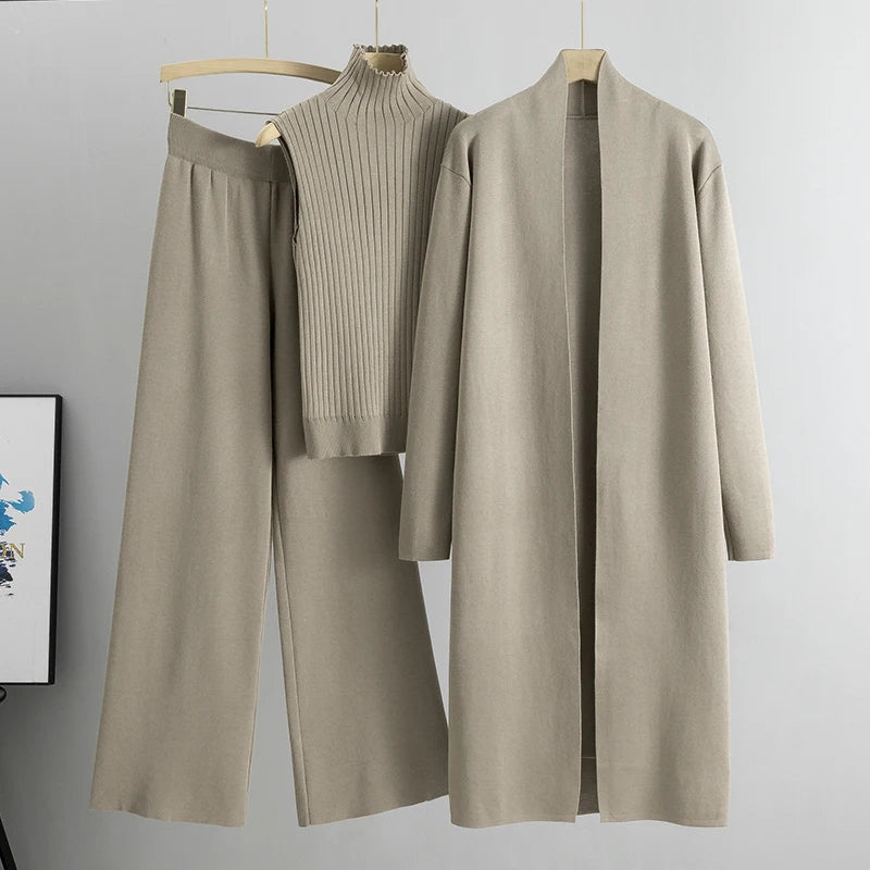 3 Piece Set- Cardigan Tracksuits , Knitted Pant