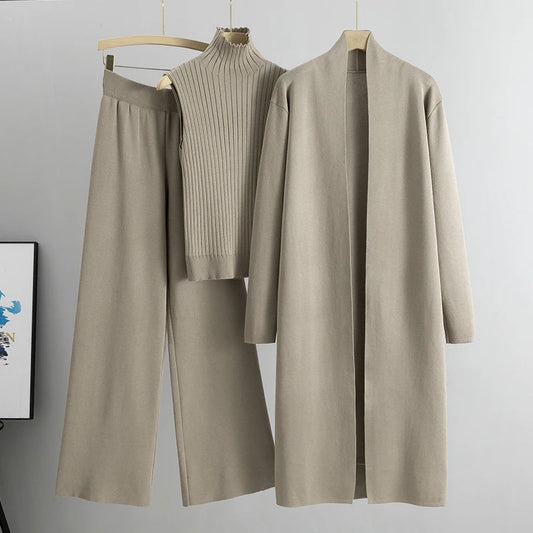 3 Piece Set- Cardigan Tracksuits , Knitted Pant