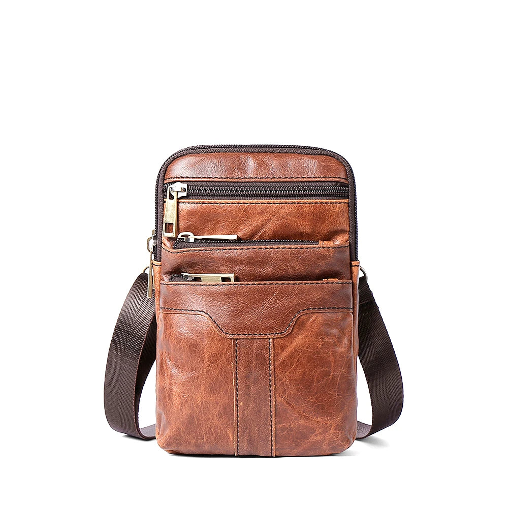 WESTAL Cowhide Retro Wear Belt Small Hanging Bag Multi-Functional Leather Shoulder Cross Bag Men's Mobile Phone Small Bag - Mammalook