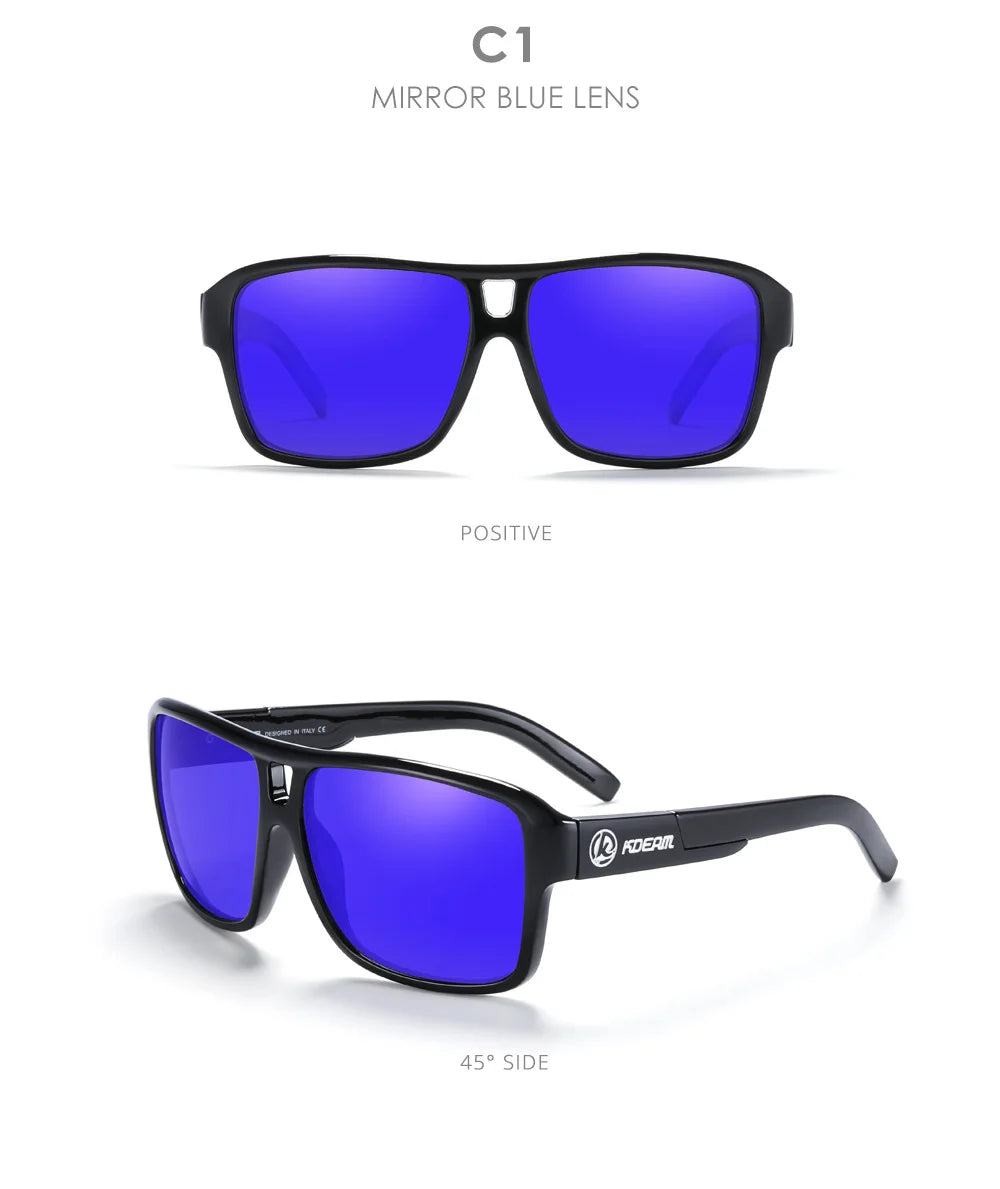 KDEAM 2024 Men's Polarized Sunglasses JAM Style Large Square Frame Glasses Colorful Running Mountaineering Fishing Women Goggles - Mammalook