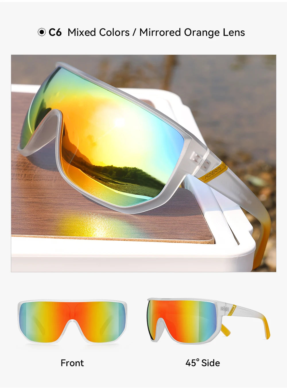 KDEAM New Men's Cycling Sunglasses Sports Polarized Wide-Angle Goggles Party Glasses - Mammalook