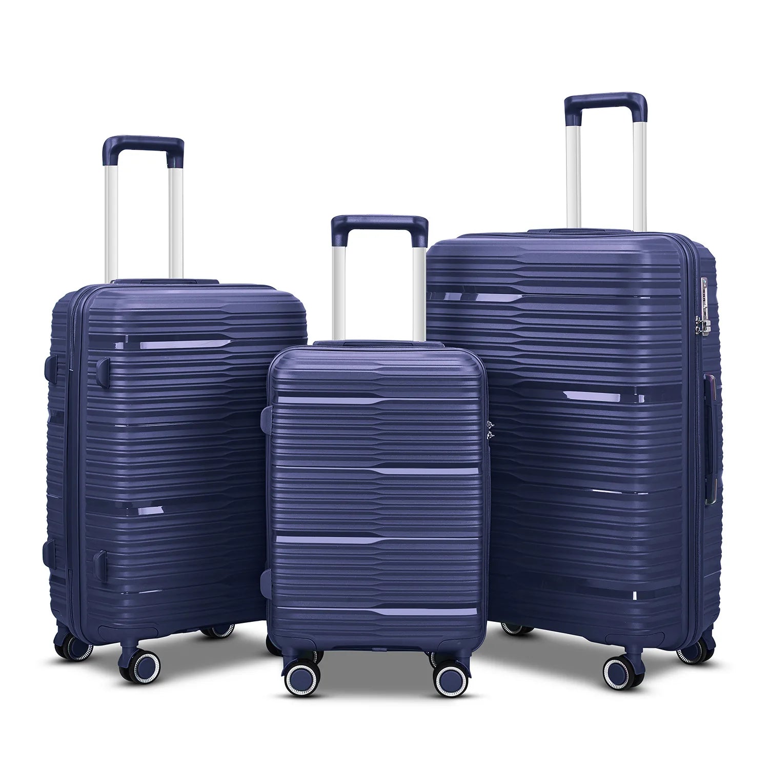 Suitcase Set 3 Piece Luggage Set Men Fashion Trolley Luggage Bag Zipper Combination Lock PP Travel Suitcase on Mute Wheels - Mammalook