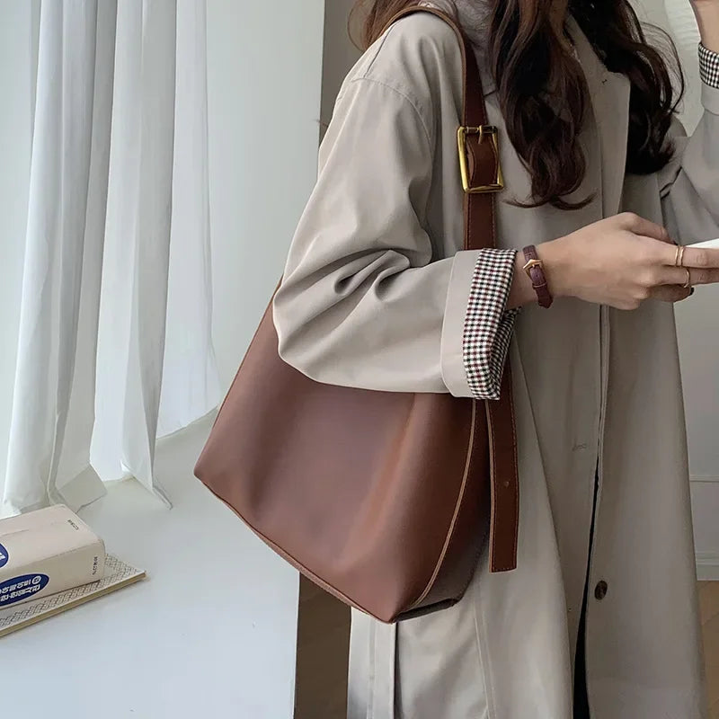 Retro Brown Lazy-Style Shoulder & Crossbody Bag