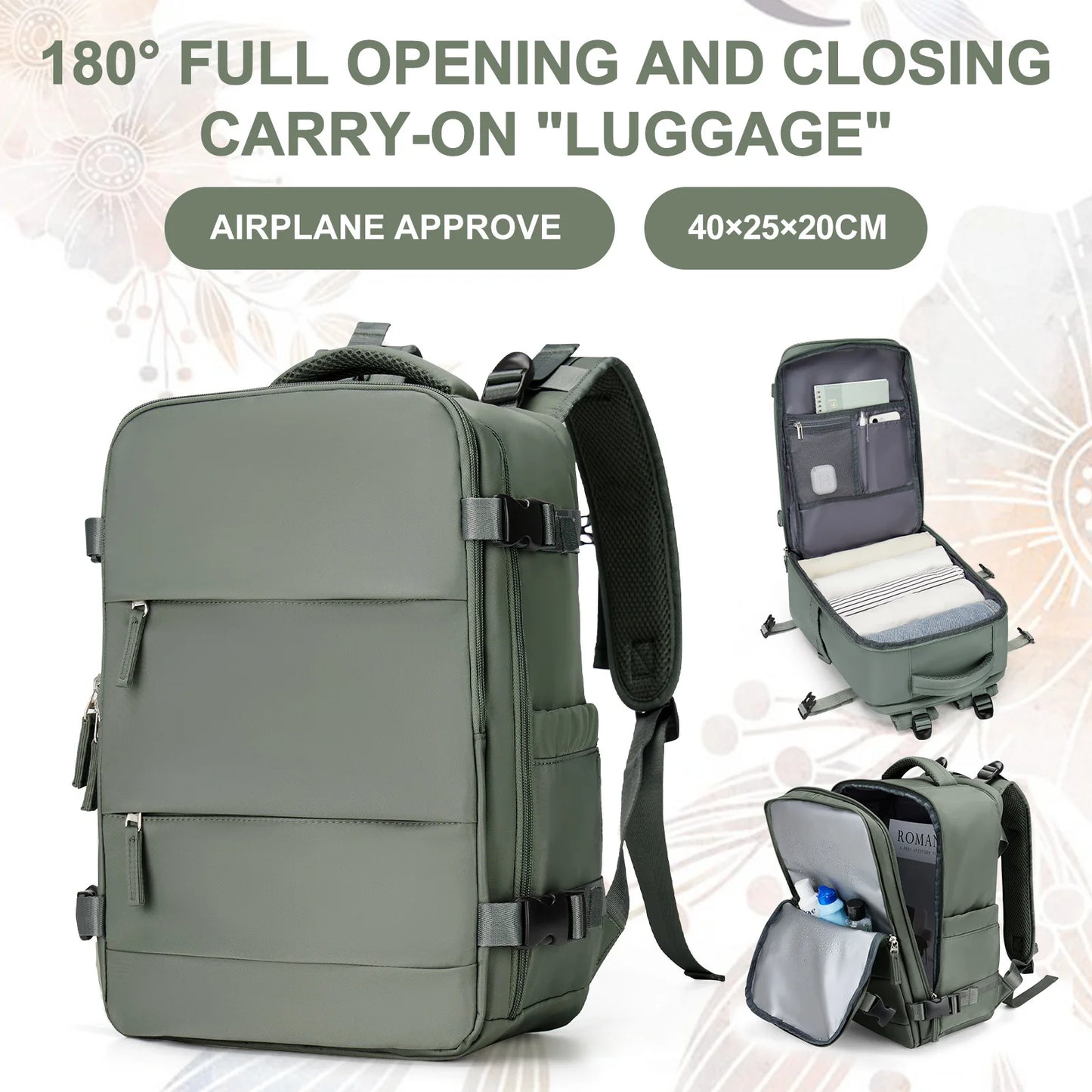 15.6inch Laptop Bag Men's Executive Work Backpack, Backpack Ryanair 40x20x25,Vacuum Packaged Travel Backpack Short-Trip Rucksack - Mammalook