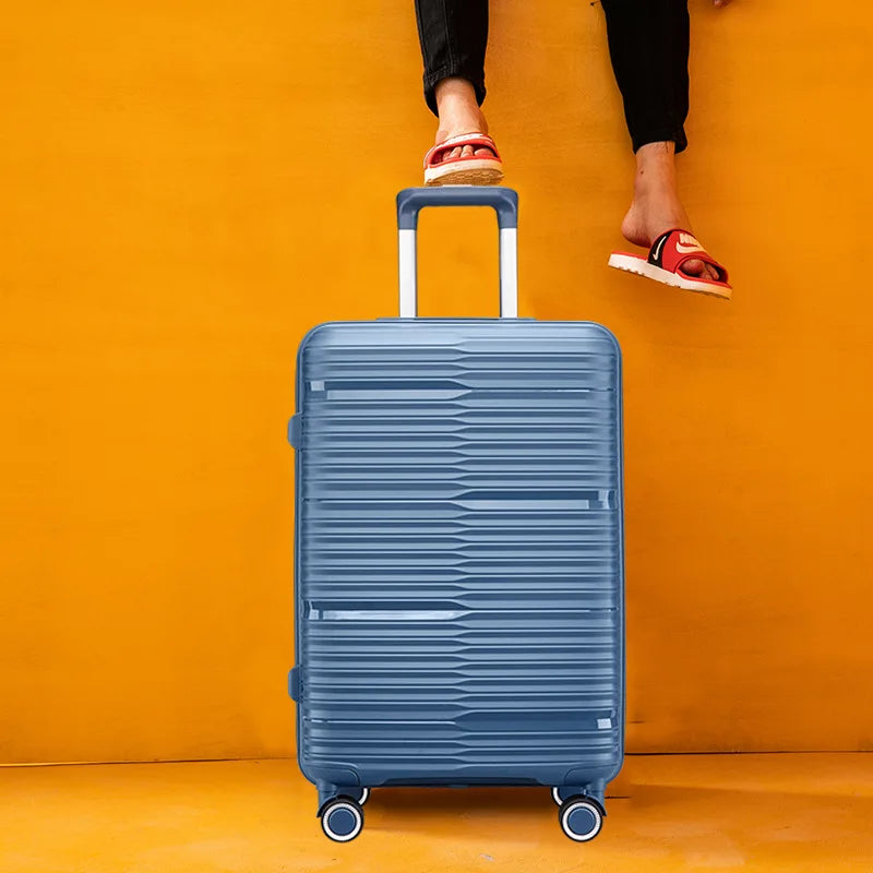 Suitcase Set 3 Piece Luggage Set Men Fashion Trolley Luggage Bag Zipper Combination Lock PP Travel Suitcase on Mute Wheels - Mammalook