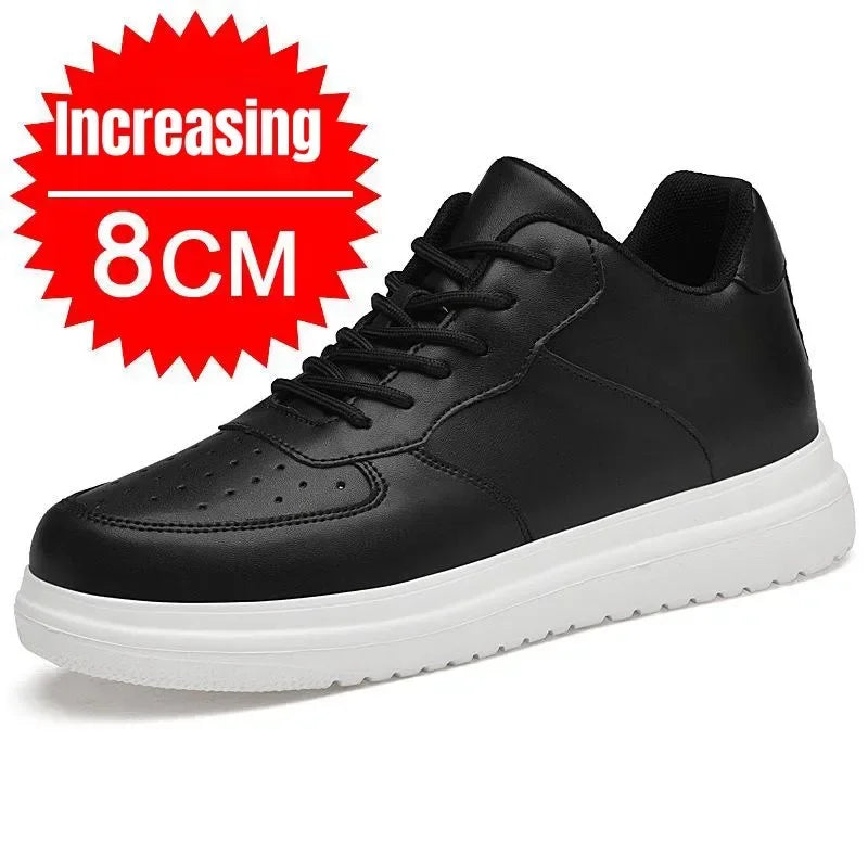 PDEP New Height Increasing Shoes for Men 10cm Invisible Elevator Sneakers White Leathe Sport Zapatillas De Hombre Big Size 46 - Mammalook