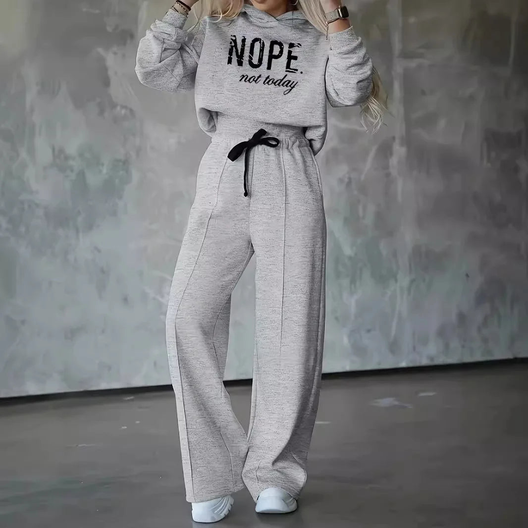2-Piece Sports Set: Hoodie & High-Waist Wide-Leg Pants