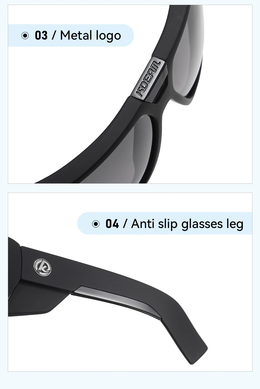 KDEAM Performance Polarized Sunglasses Men Sport Cycling Sunglasses Features Sturdy 5-Barrel Hinges Huge Shark Fin Temples - Mammalook