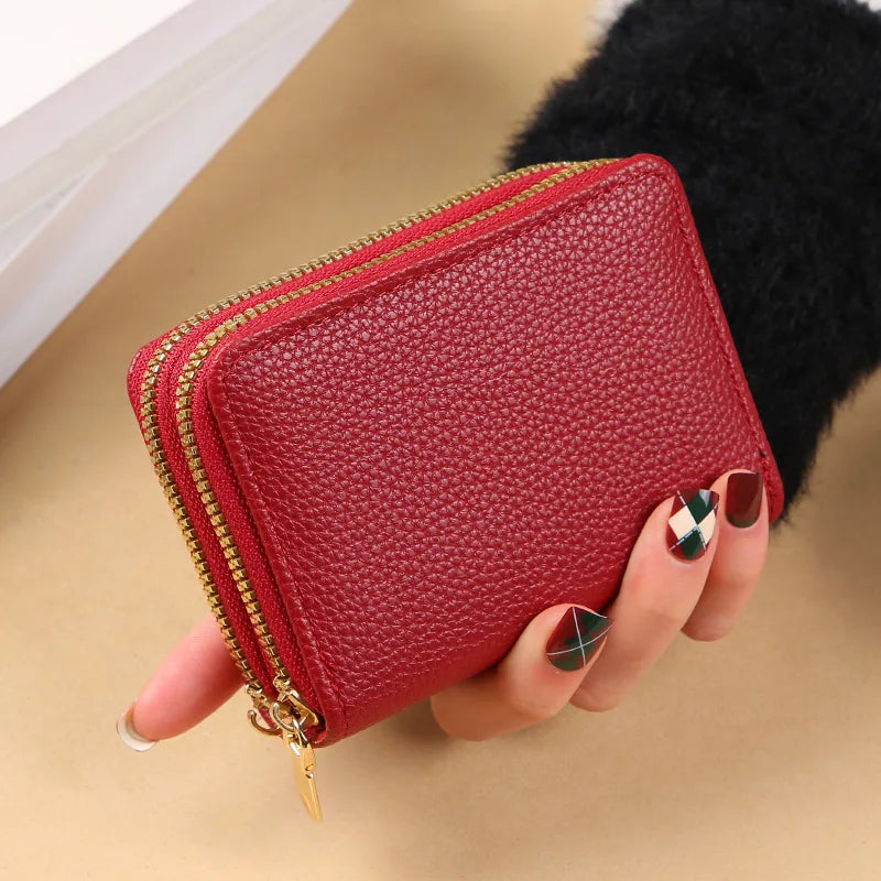 Multi Functional Card Bag, Organ Card Bag, Double-layer Zipper, WOMEN'S Wallet, Large Capacity PU Card Holder - Mammalook