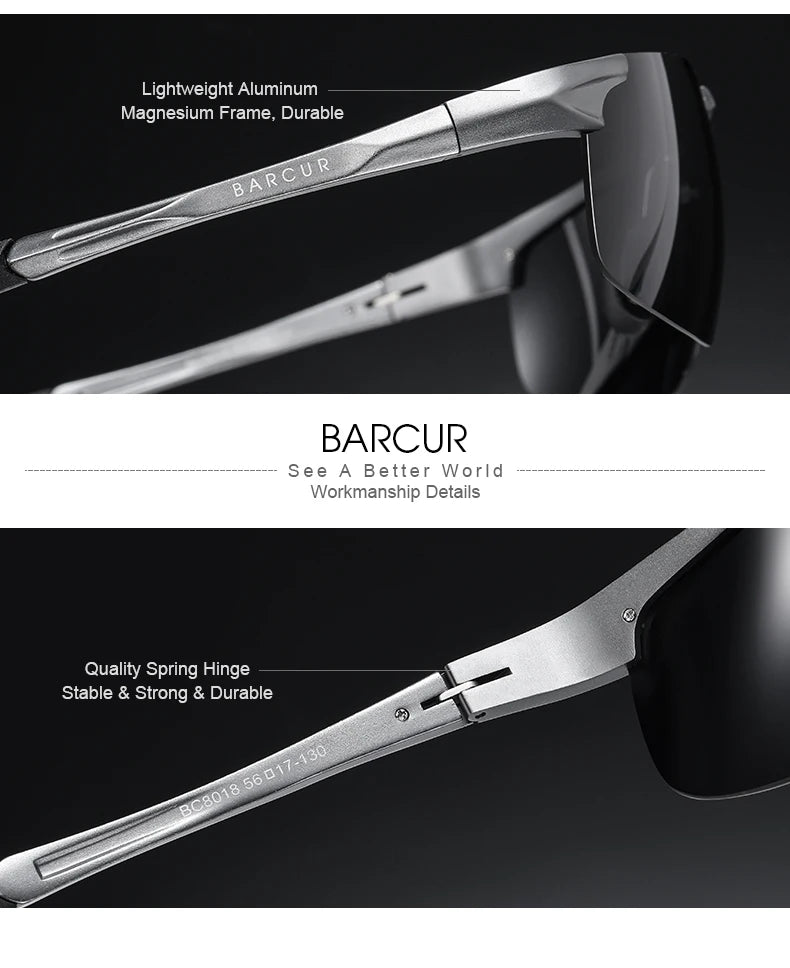 BARCUR Aluminum Sport Frame Photochromic Sunglasses Men Women Polarized Auto Color Change Sun Glasses UV400 Driving - Mammalook