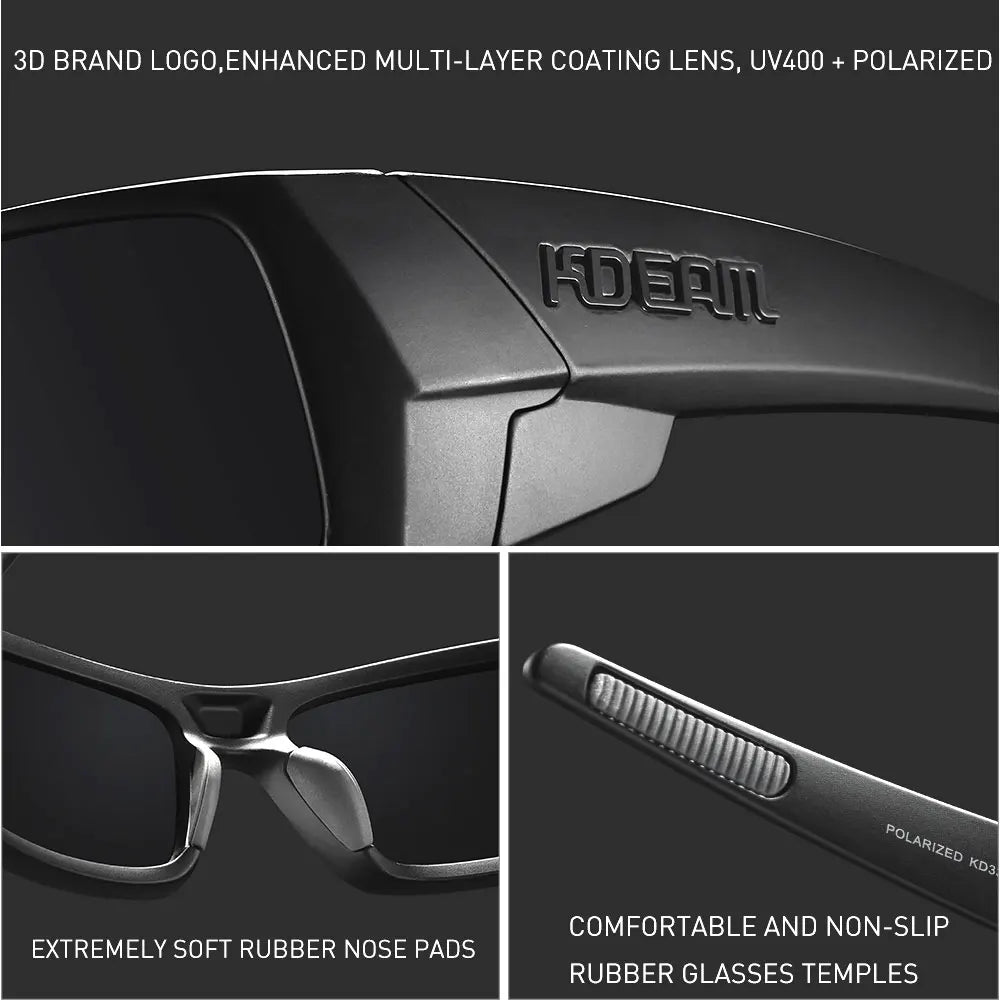 KDEAM Men's Fishing Sunglasses All Black Shades With Carrying Zipper Case 2024 New Arrivals - Mammalook