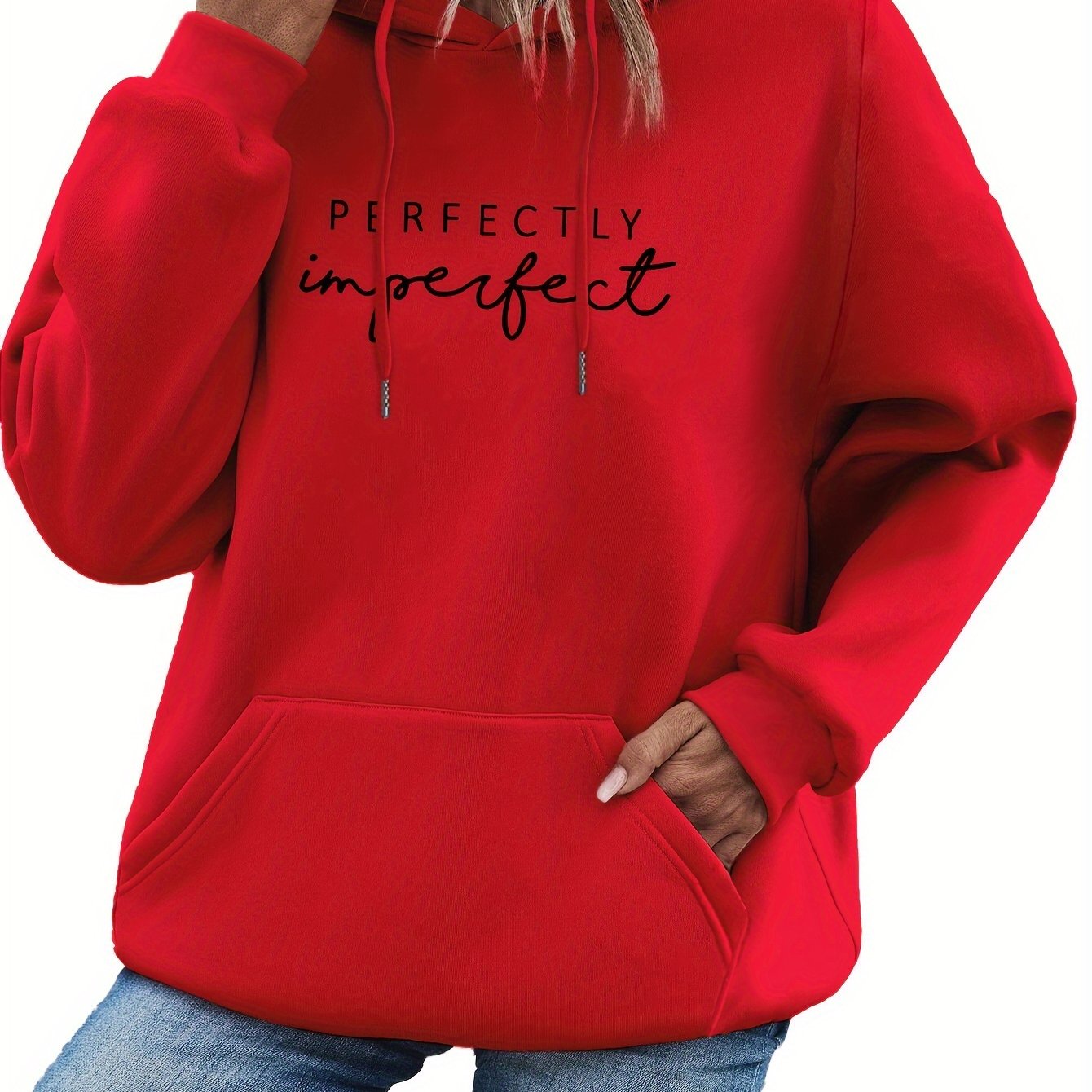 Trendy Letter Print Womens Hoodie - Comfy Kangaroo Pocket & Adjustable Drawstring Hood - Casual Long Sleeve Sweatshirt for Fashion-Forward Ladies - Mammalook