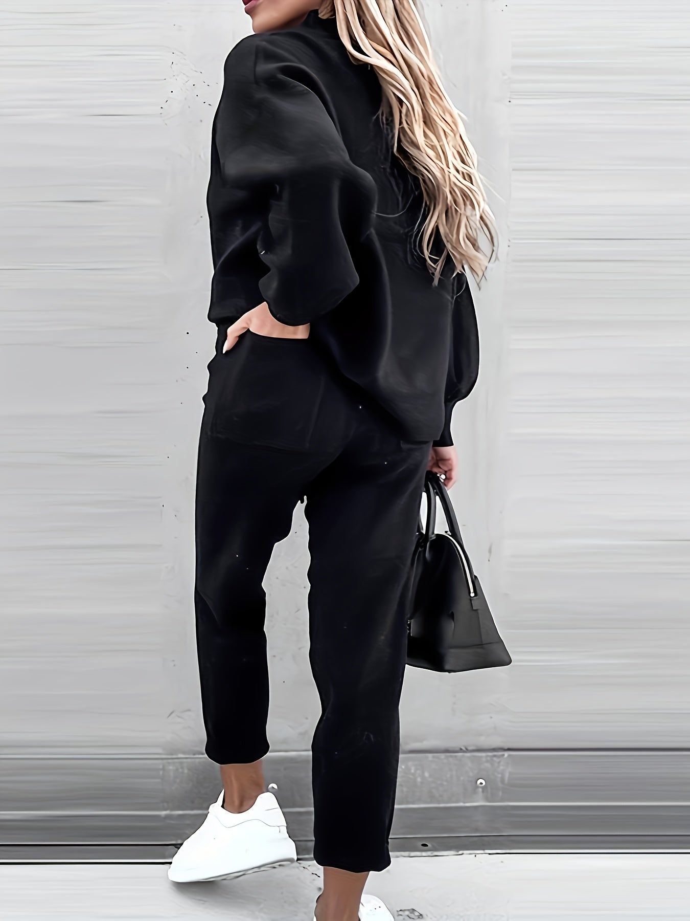 Casual Letter Print Pants Set, Crew Neck Long Sleeve Loose Sweatshirt & Comfy Straight Leg Pants, Women's Clothing - Mammalook
