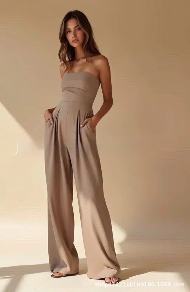 Women's Wear Slim-fit Wrapping Towel-style Long Jumpsuit
