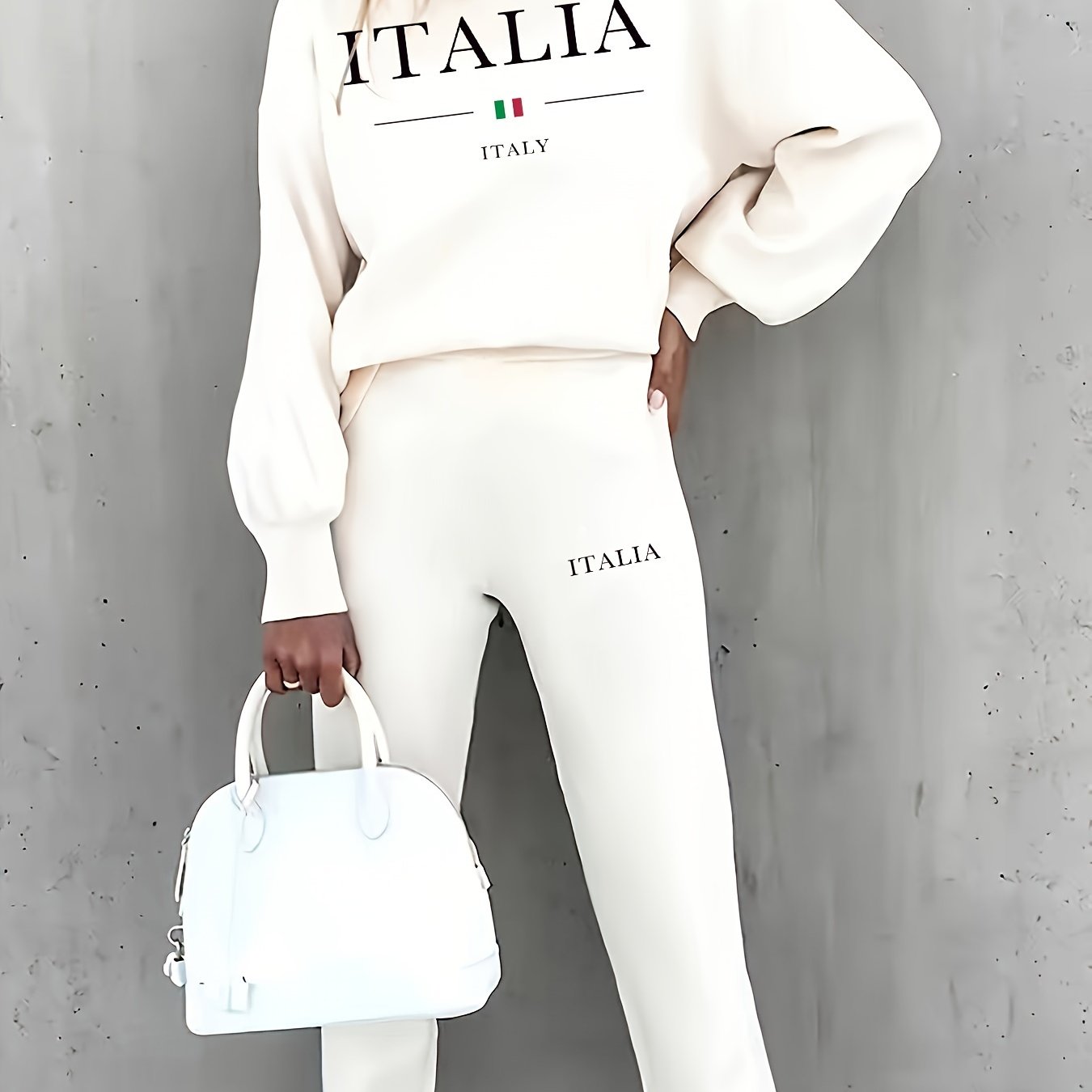 Casual Letter Print Pants Set, Crew Neck Long Sleeve Loose Sweatshirt & Comfy Straight Leg Pants, Women's Clothing - Mammalook