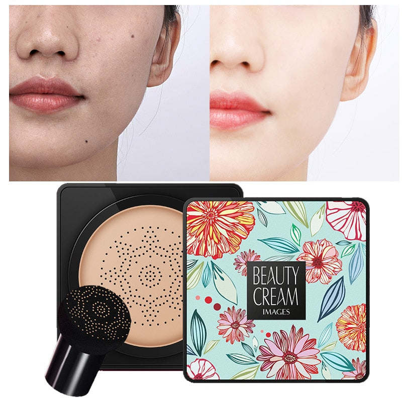 BB Air Cushion Foundation Mushroom Head CC Cream Concealer Whitening Makeup Cosmetic Waterproof Brighten Face Base Tone - Mammalook